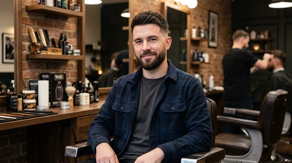 Low taper fade haircut for men with oval faces