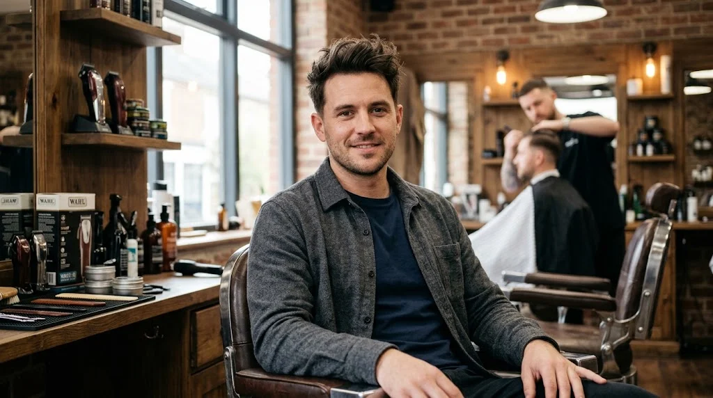 Messy quiff haircut for men with oval faces