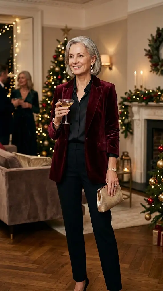 Mature woman wearing one festive statement piece