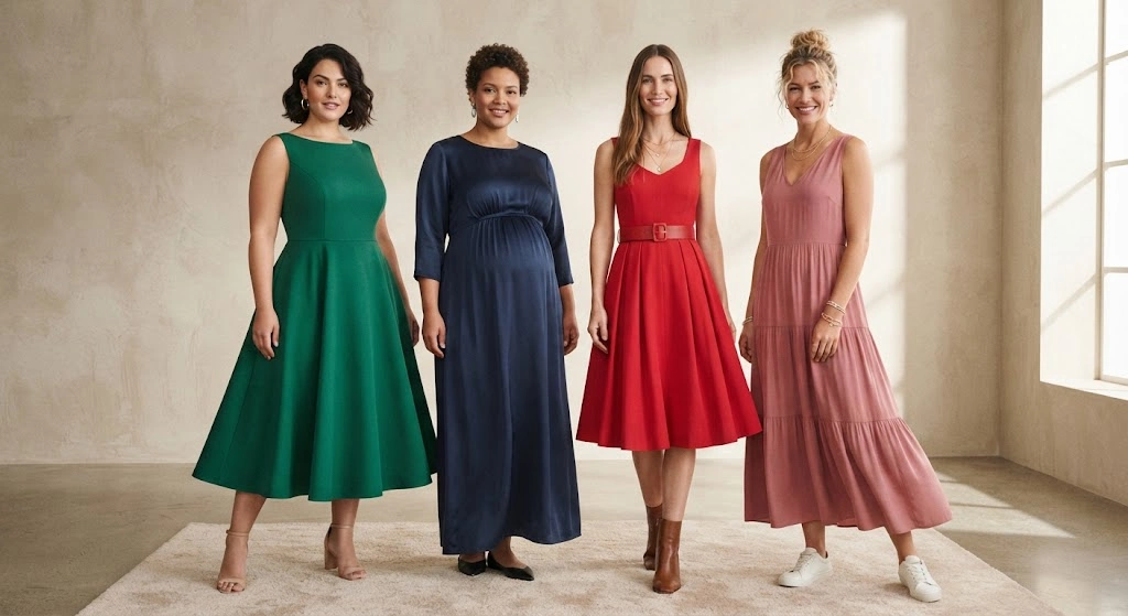Dress styles for pear apple rectangle and inverted triangle shapes