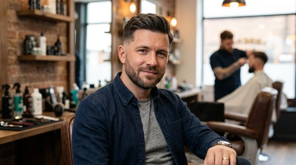 Short comb over haircut for men with oval faces