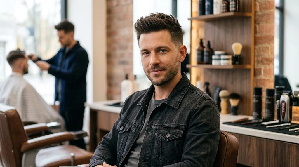 Spiky textured haircut for men with oval faces