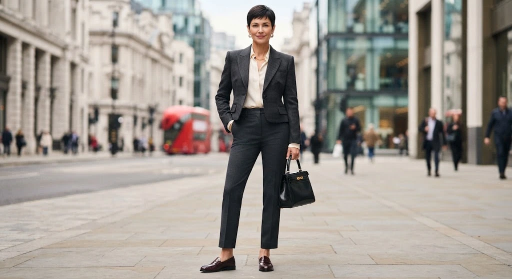Cropped blazer and ankle trousers for flamboyant gamine style