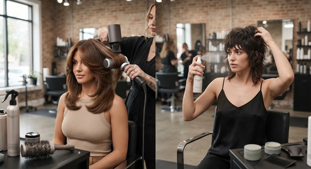 Styling butterfly and wolf haircuts with salon techniques