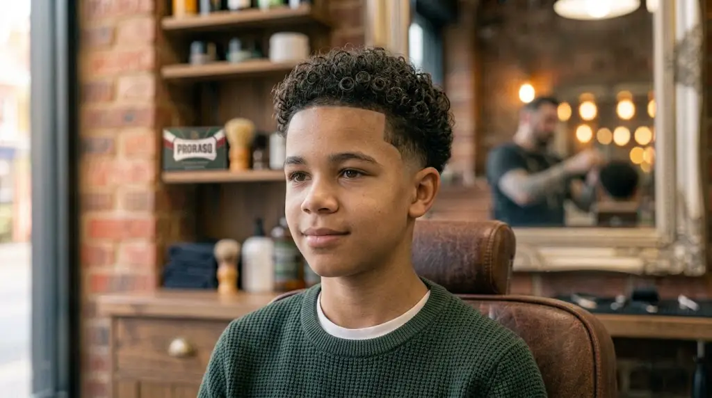 Teen mixed boy with defined curls and drop fade