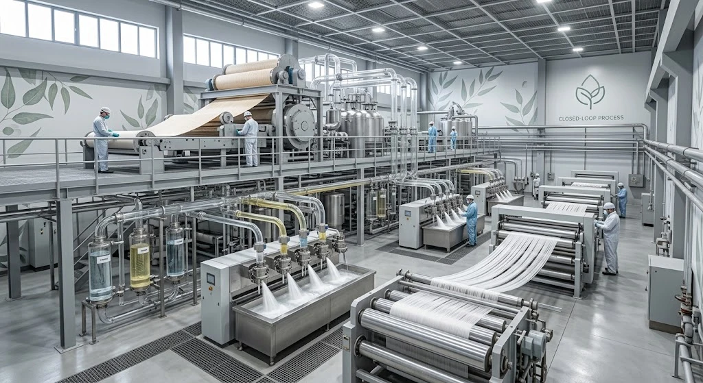 Tencel lyocell closed-loop textile manufacturing process