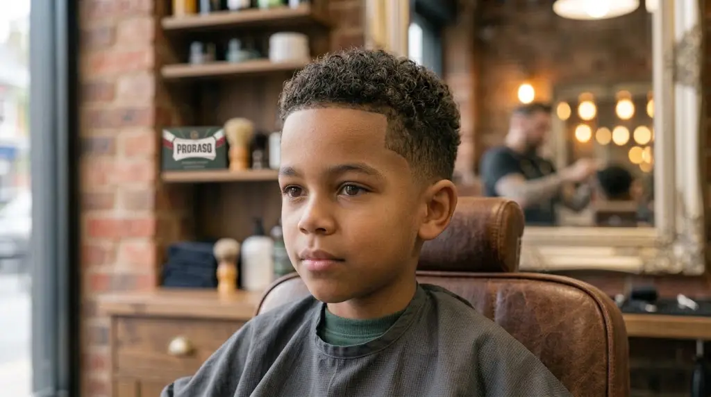 Short textured crop haircut for a mixed boy