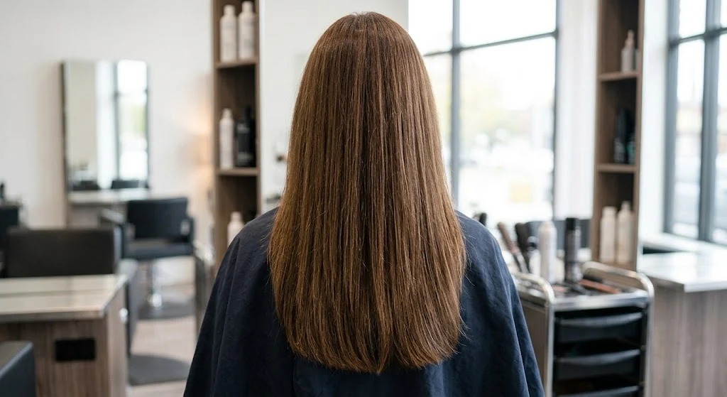 Long healthy hair showing natural growth from the scalp