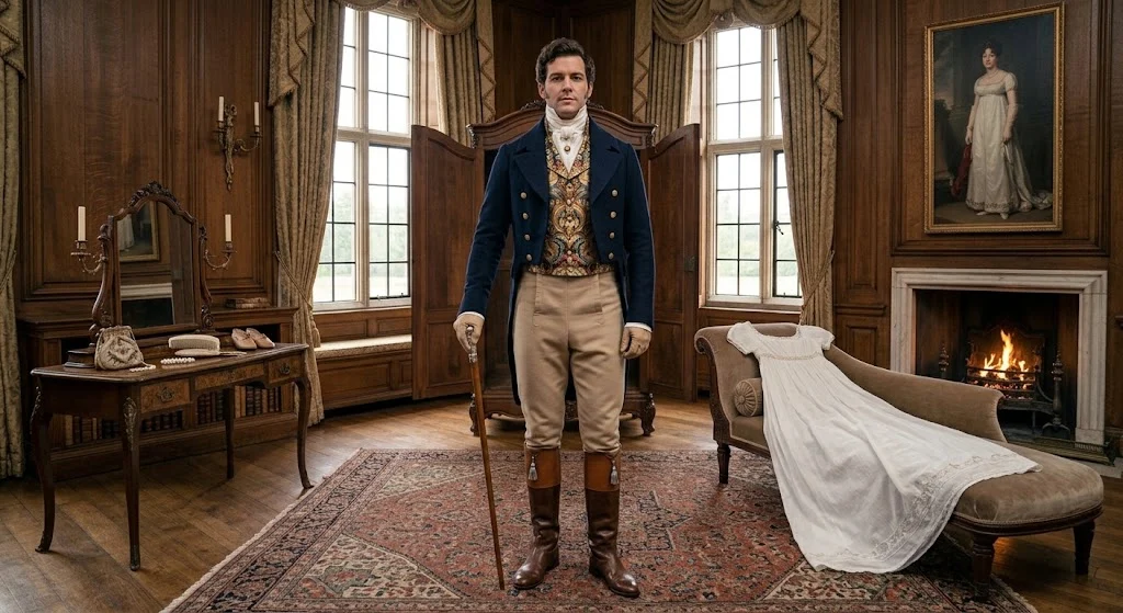 Regency gentleman wearing a patterned waistcoat
