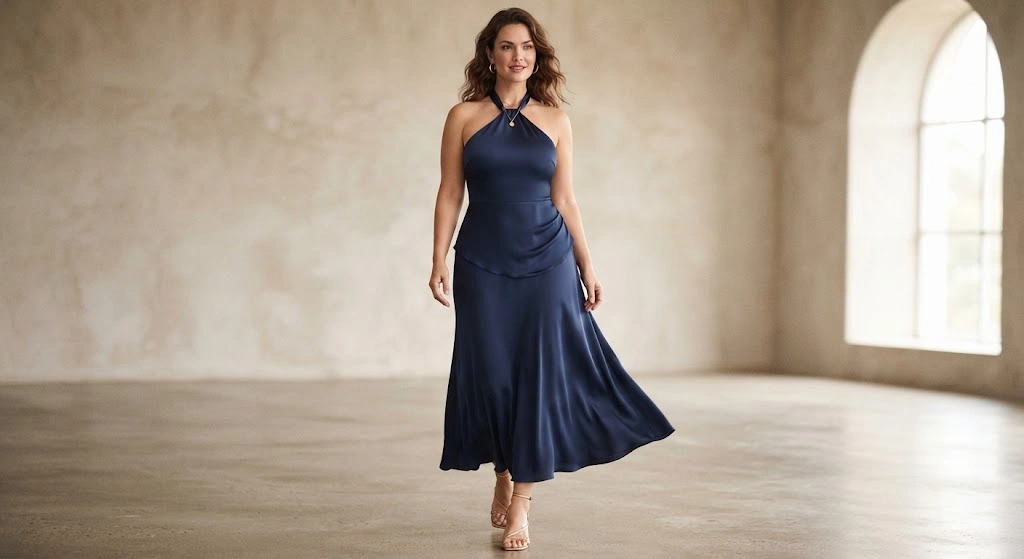 Flattering maxi dress for wider hips