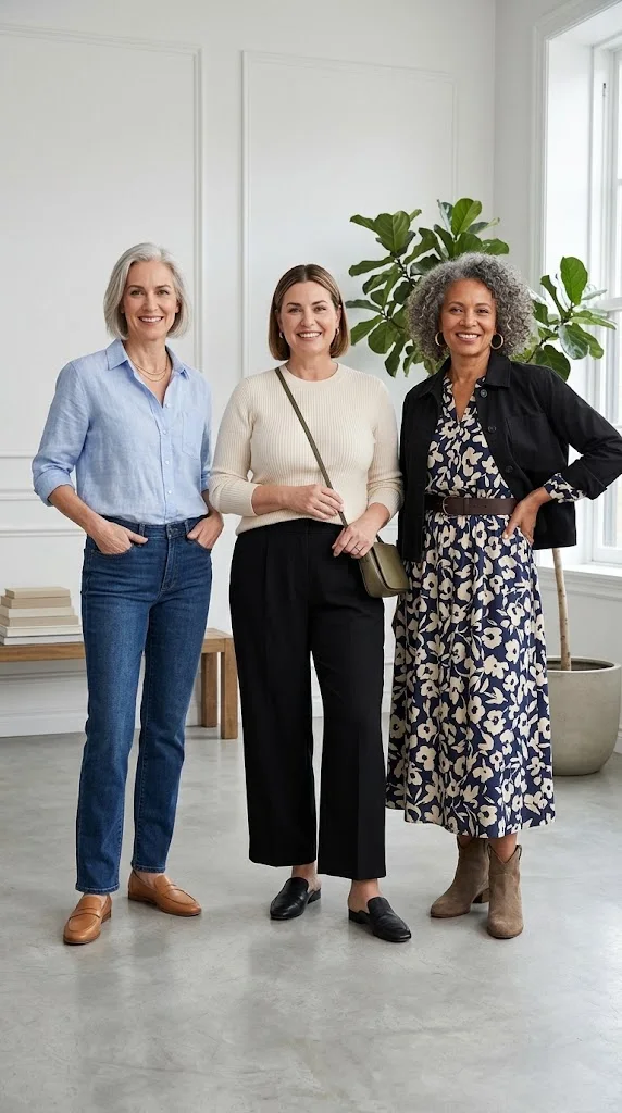 Balanced and flattering outfit proportions for women over 50