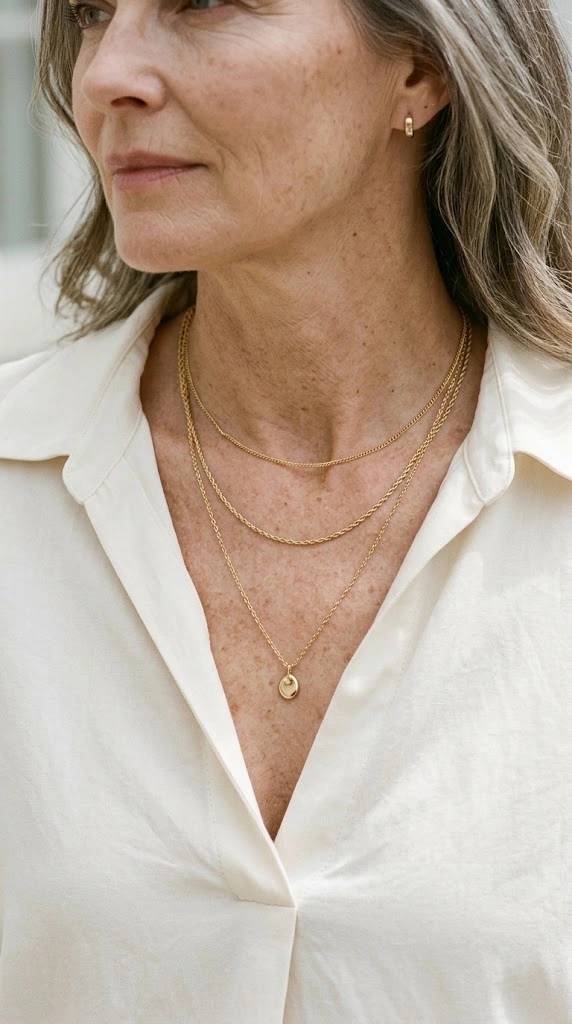 Three necklace layering formula for women over 50