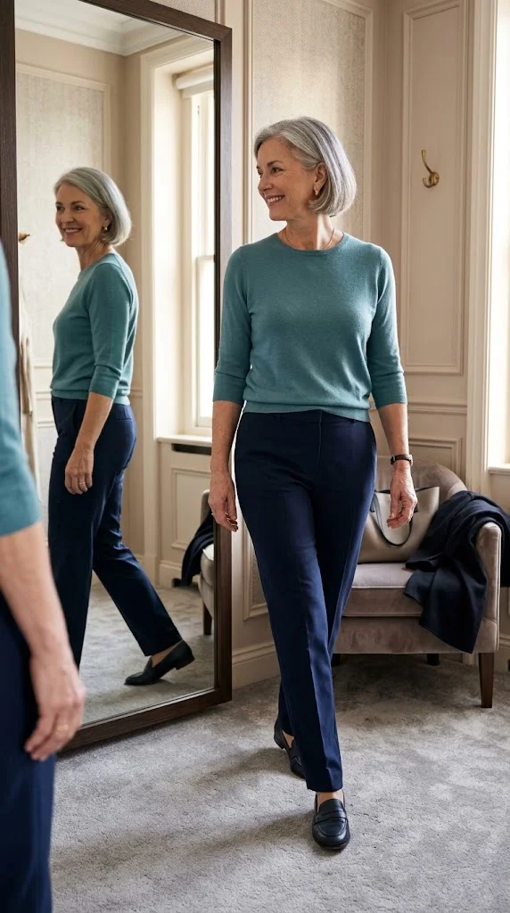 Woman over 50 wearing clothes that fit comfortably