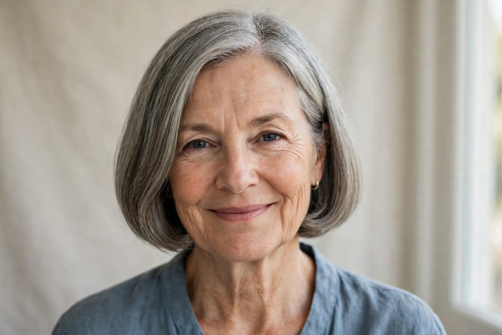 Mature woman with an elegant bob haircut