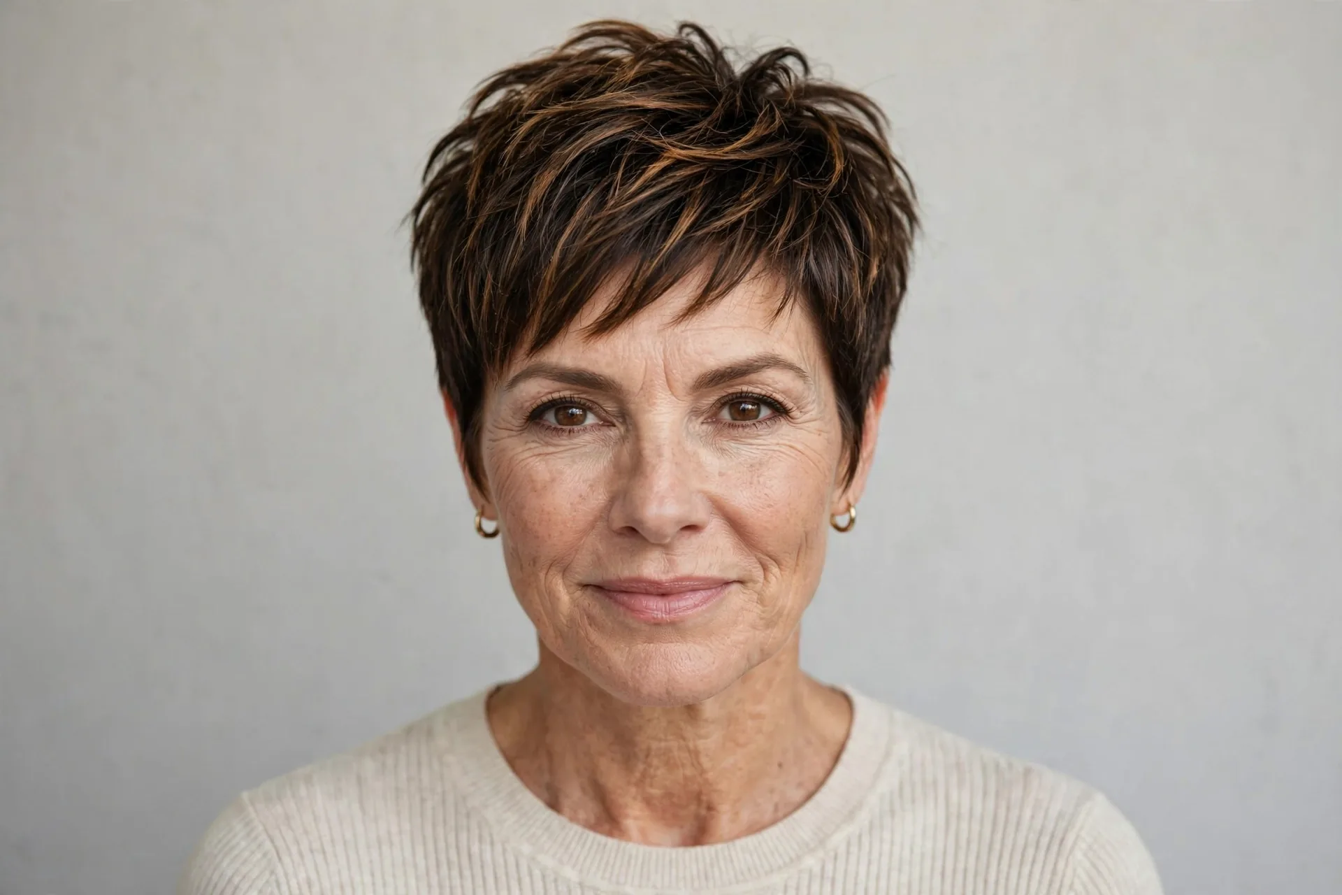 Woman with a textured pixie haircut