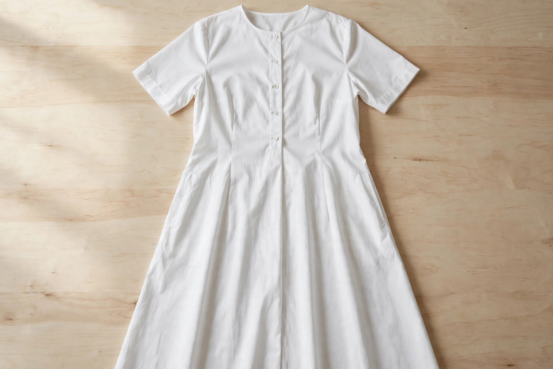 Classic white cotton midi nightdress with short sleeves — breathable nightdress for women over 50