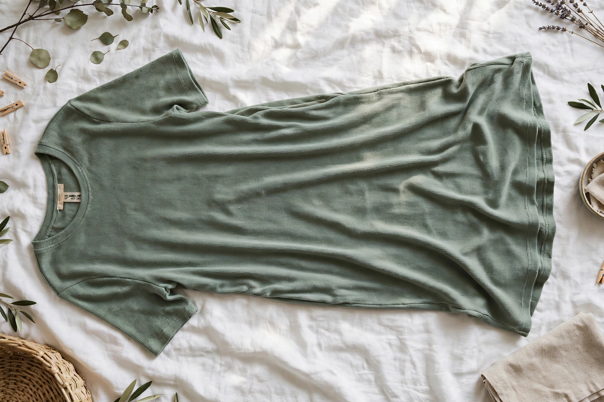 Sage green bamboo knit nightdress — moisture-wicking nightdress for warm sleepers over 50