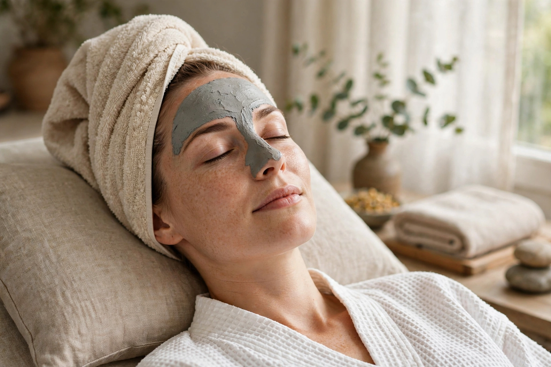 Woman applying lightweight non-greasy sunscreen gel to her cheek