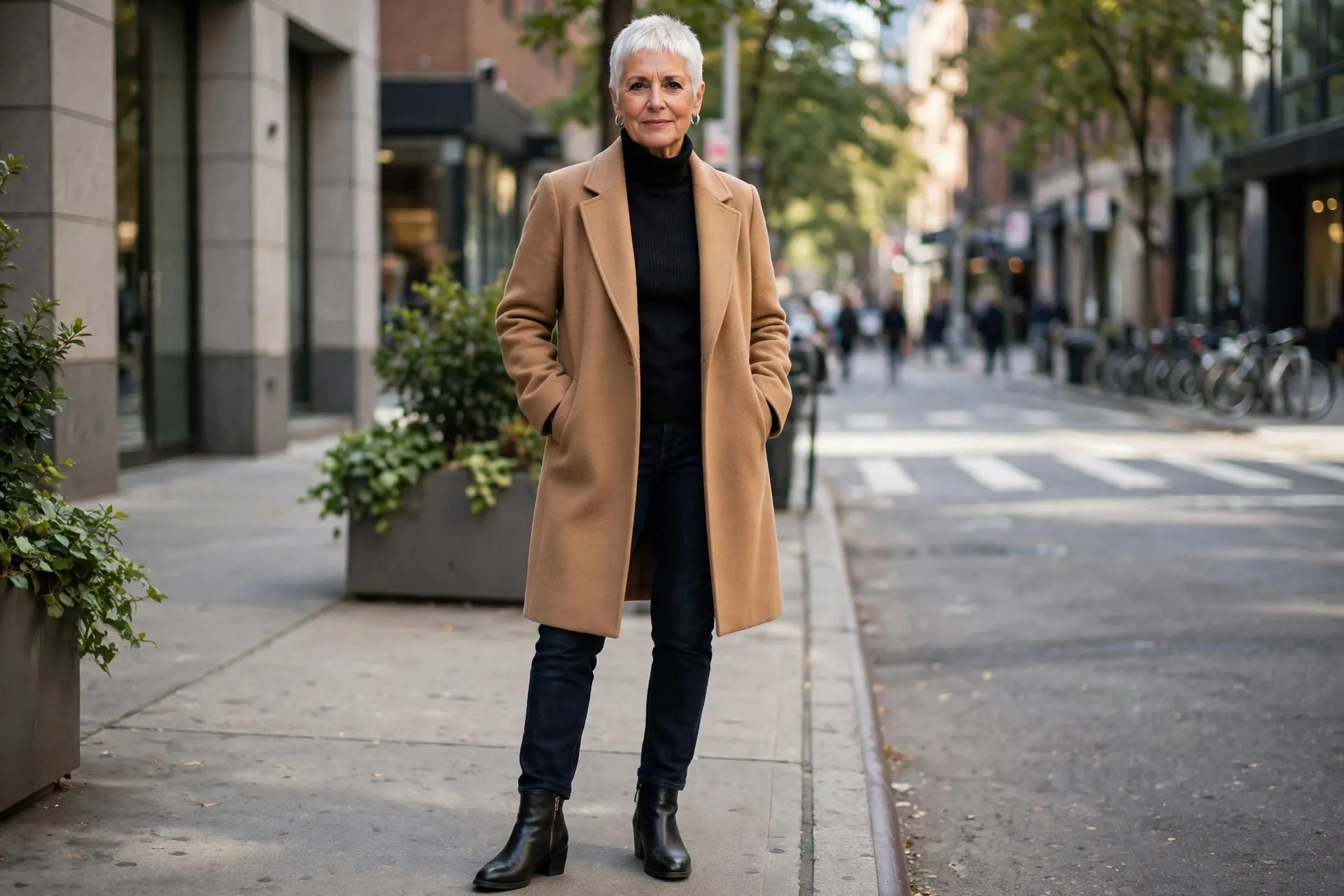 Stylish mature woman in a chic outfit