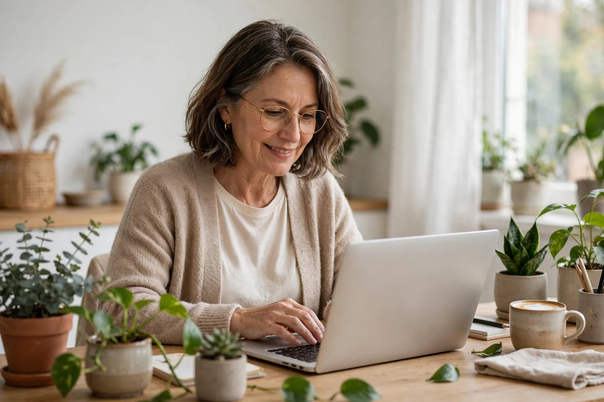 Mature professional woman working on a laptop