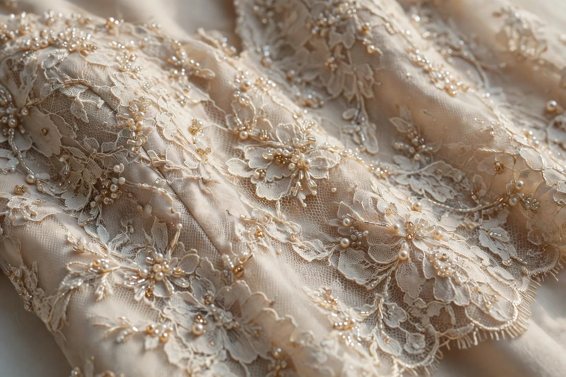 Elegant dress details — lace and refined fabric close-up